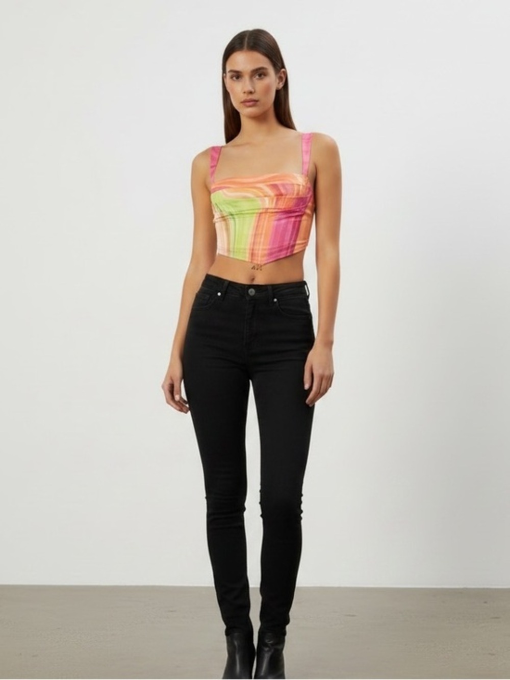 AFRM Multicolor Striped Crop Top